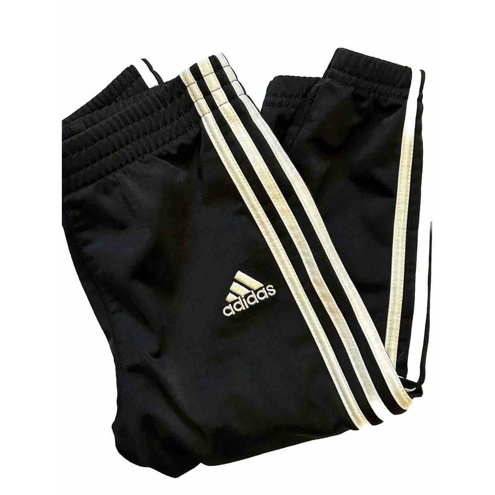 Adidas Kids 18 MONTHS Track Pants Black White 3 Stripes Logo  Toddler Boys Girls